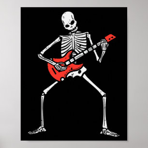 Poster Halloween Skeleton Rock Guitar Costume Rocker Men