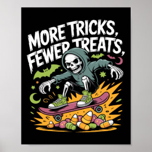 Poster Halloween Skeleton Skater Truques Sketboard