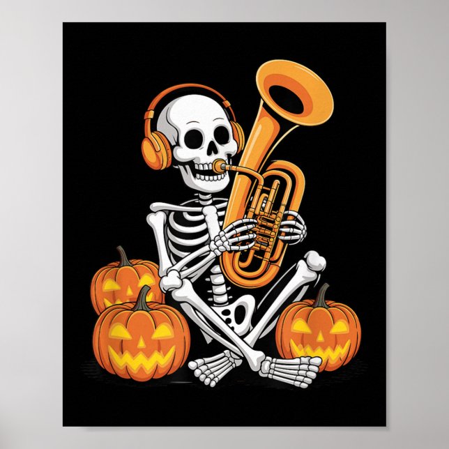 Poster Halloween Skeleton Tuba Tubist  (Frente)