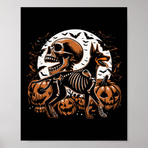 Poster Halloween Skeleton Walking Skeletal Doberman Dog