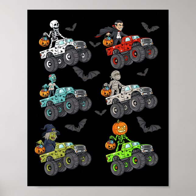 Poster Halloween Skeleton Zombie Andando Monster Truck Va (Frente)