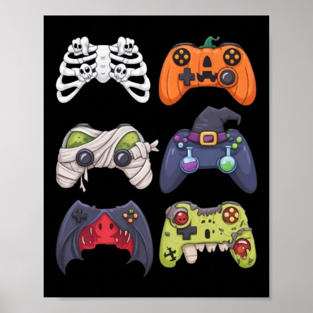 Poster Halloween Skeleton Zombie Gaming Controllers Mummy (Frente)
