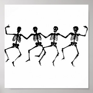 Pôster Halloween Skeletons Dancing