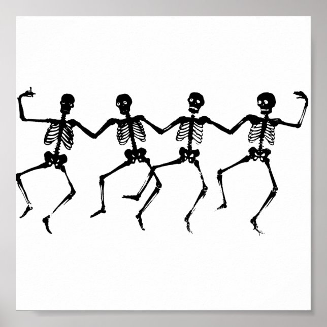 Pôster Halloween Skeletons Dancing (Frente)