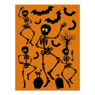 Pôster Halloween Skeletons Macabre Dance
