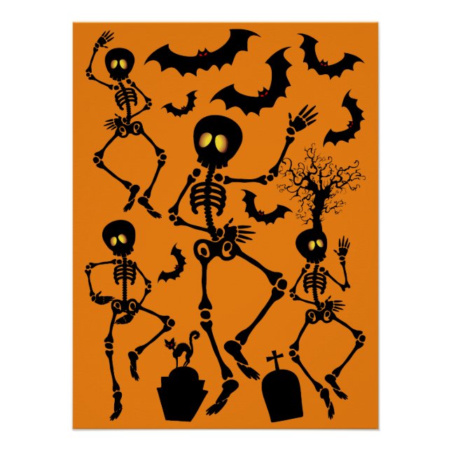 Pôster Halloween Skeletons Macabre Dance (Frente)