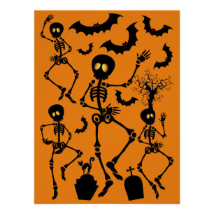 Pôster Halloween Skeletons Macabre Dance