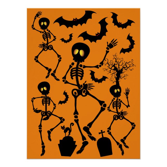 Pôster Halloween Skeletons Macabre Dance (Frente)