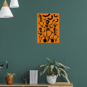Poster Halloween Skeletons Macabre Dance
