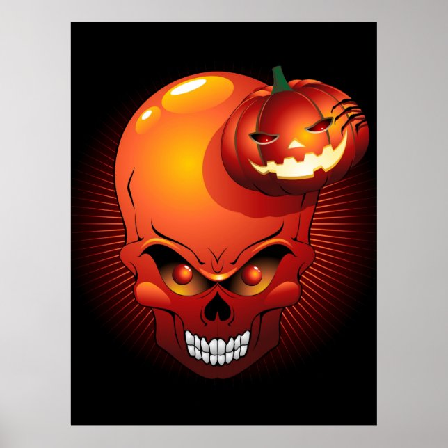 Poster Halloween Skull e Pumpkin (Frente)
