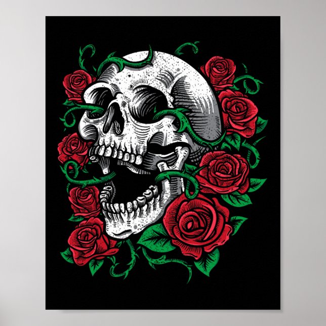 Poster Halloween Skull Rosa Skeleton Idet (Frente)