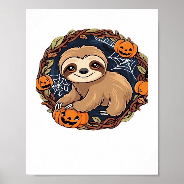 Poster Halloween, Sloth, 31 de outubro, aula de Ação de G (Frente)
