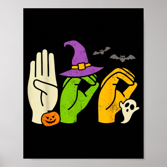 Poster Halloween Sped Teacher Boo In Asl Boo Hands Sign L (Frente)