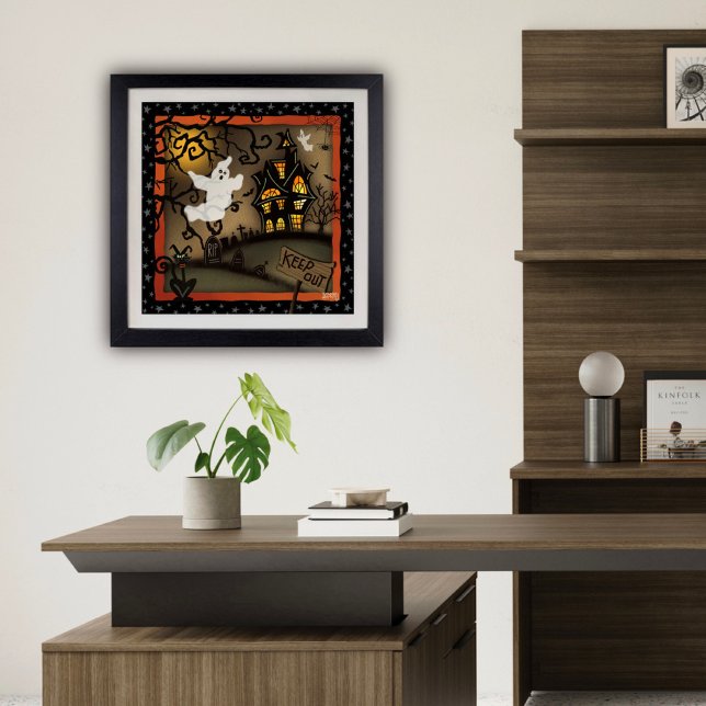 Poster Halloween Spook House Inpirivência Escolar Fantasm (Fun Halloween Ghost poster by Inspirivity)