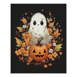 Pôster Halloween Spooky Ghost Pumpkin