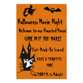 Pôster Halloween Spooky Hunted House Movie Night Poster