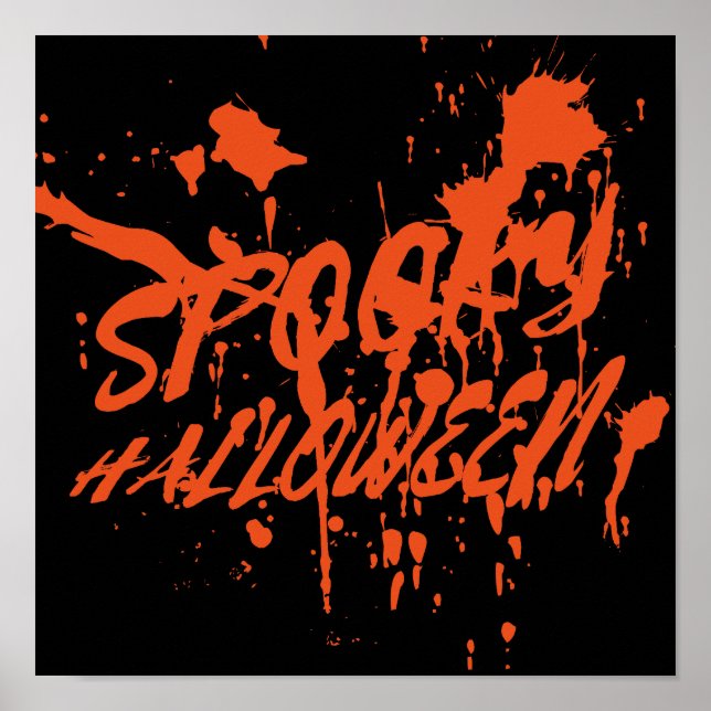 Poster Halloween Spooky Splash Retro Red Orange Horror (Frente)