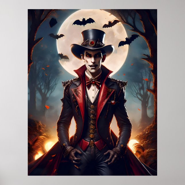 Poster Halloween Steampunk Gótico Zumbi Vampiro (Frente)