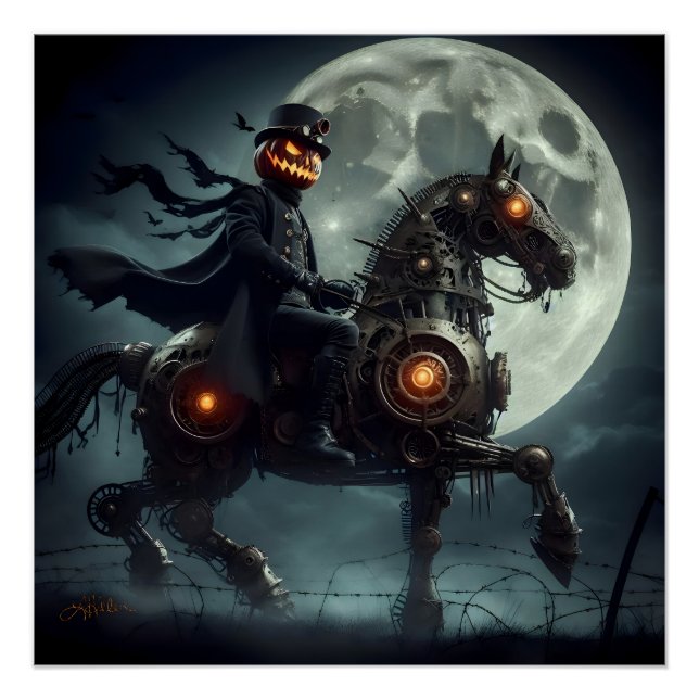 Pôster Halloween Steampunk Headless Horseman (Frente)