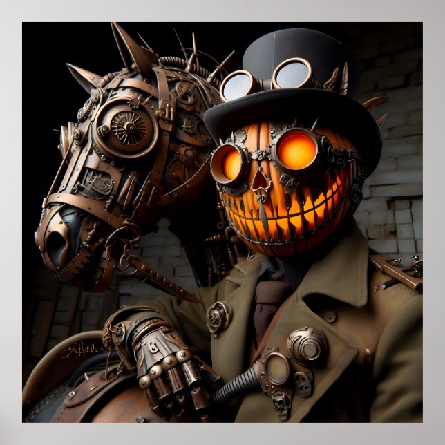 Poster Halloween Steampunk Jack-O-Lantern Horseman (Frente)
