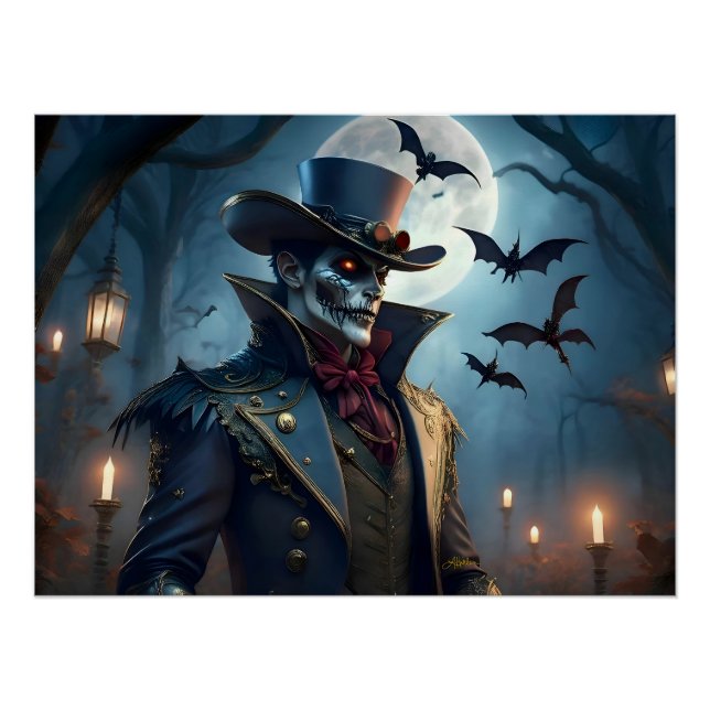 Pôster Halloween Steampunk Southern Gentleman Zombie (Frente)