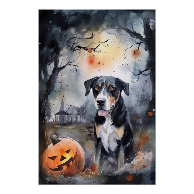 Pôster Halloween Suíço Maior Com Abóboras Assustador (Frente)