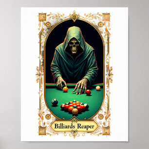 Poster Halloween Tarot Card Skeleton Billiards Reaper
