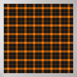 Poster Halloween Tartan plaid. Scottish pattern in orange