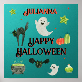 Poster Halloween Teal e Green
