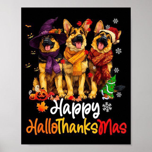 Poster Halloween Thanksgiving Christmas German Shepherd D (Frente)