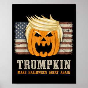 Poster Halloween Trumpkin Vintage EUA Flag Engraçado