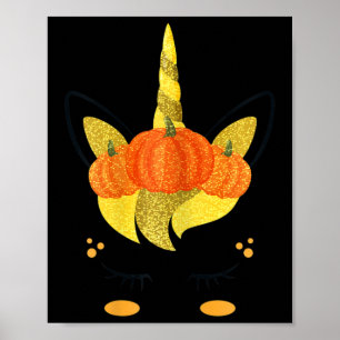 Poster Halloween Unicorn Face Ação de Graças Meninas de P