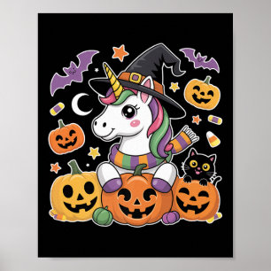 Poster Halloween Unicorn Pumpkin Cat Kids Cuja Figurinha