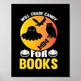 Poster Halloween Vai Trocar Doces Para Livros Aniversário