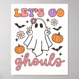 Poster Halloween Vamos Ir Ghouls Fantasma Retro Costume W