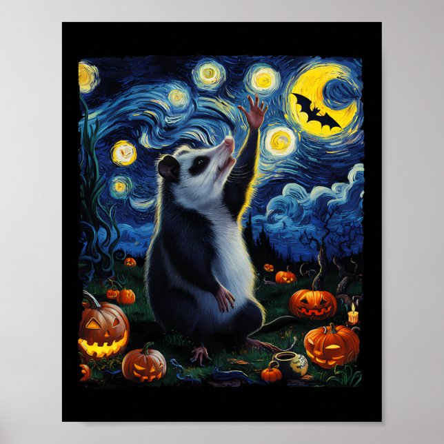 Poster Halloween Van Gogh' Starry Night Ogambm Pumpkins (Frente)