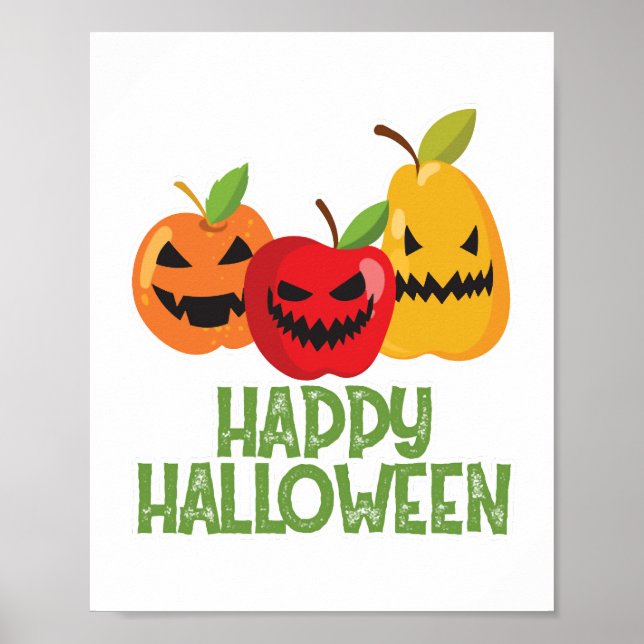 Poster Halloween Vegan Feliz Halloween Pumpkin Vegetarian (Frente)