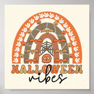 Poster Halloween Vibes Boho Rainbow Fall Halloween