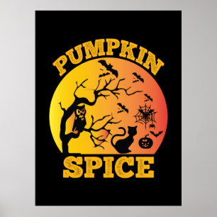 Poster Halloween Vintage Pumpkin Spice Aniversário