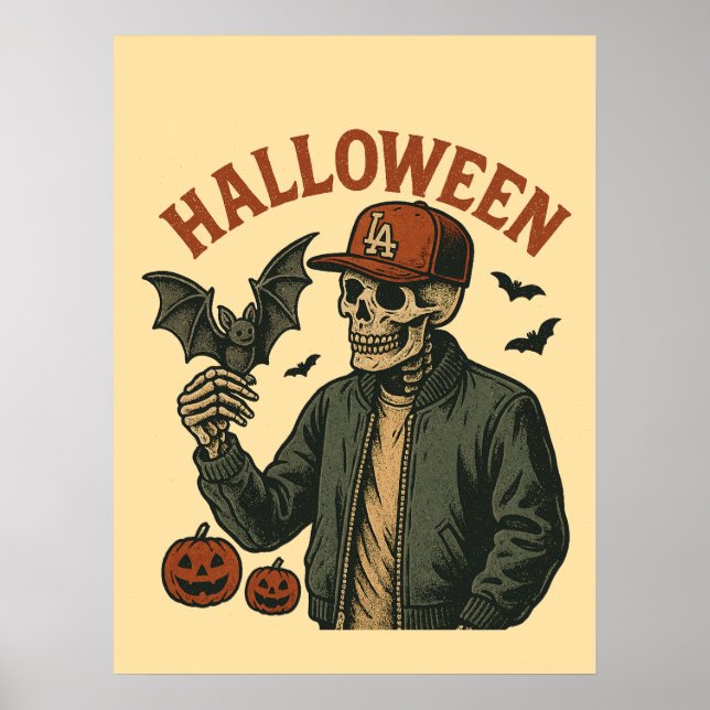 Poster Halloween Vintage - Spooky Skeleton  (Frente)