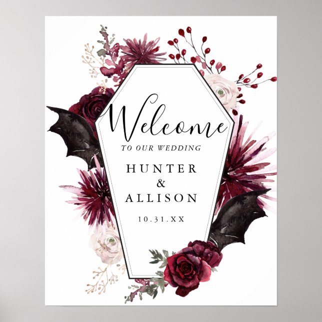 Poster Halloween Welcome to Our Wedding Sign (Frente)