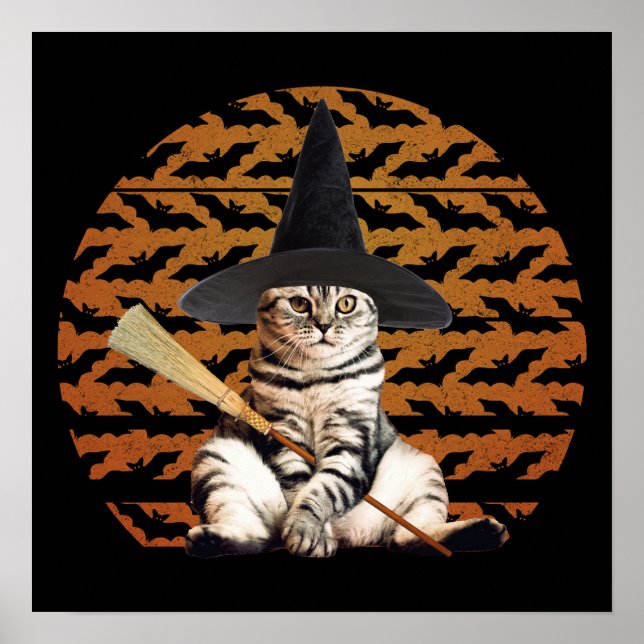 Poster Halloween Witch Cat (Frente)