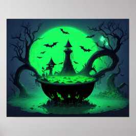 Poster Halloween Witch Cauldron