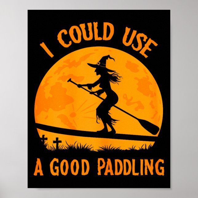 Poster Halloween Witch Paddleboarder Sup Standup Paddling (Frente)
