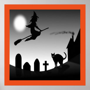 PÔSTER HALLOWEEN WITCH SILHOUETTE