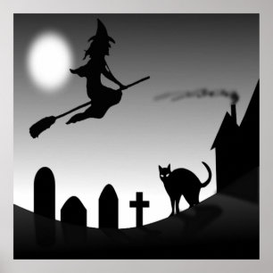 PÔSTER HALLOWEEN WITCH SILHOUETTE