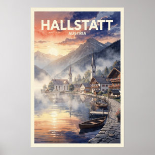 Poster Hallstatt Áustria Viagem Vintage