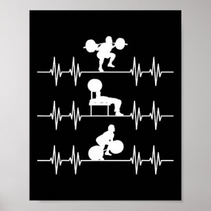 Poster Halterofilismo com batimento cardíaco com decalque
