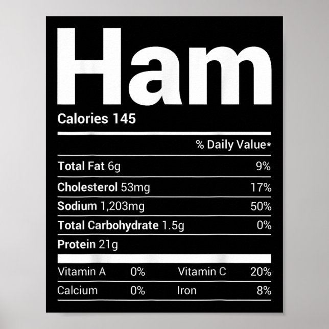 Poster Ham Nutrition Facts Familiar Correspondente ao Cus (Frente)
