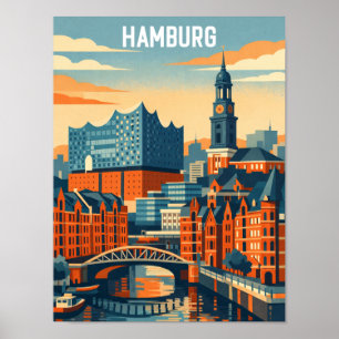 Poster Hamburg Alemanha Viagem Minimalista Porto